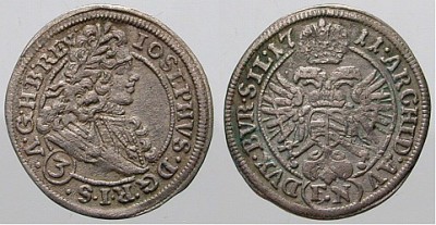 3 krajcary 1711, mennica Wrocaw, Jzef I, cesarz austriacki